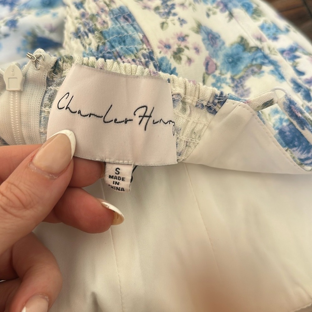 Charles Henry Blue Floral Pattern Dress - Picture 5 of 12